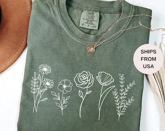 Comfort Colors® Wildflower Shirt, Floral Cottagecore Shirt, Botanical Shirt, Flower Shirt, Nature Shirt, Wildflower Tshirt,Wild Flower Shirt