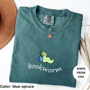 Bookworm Tee, Cute Comfort Colors Shirt for Book Lovers, Bookish Gifts