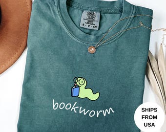 Bookworm Tee, Cute Comfort Colors Shirt for Book Lovers, Bookish Gifts