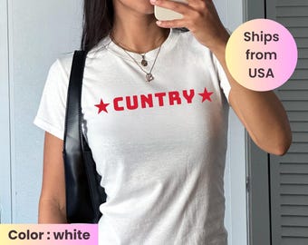 Cuntry Shirt, Country Shirt, Country Gift, Western Shirt, Women's Rodeo Shirt, Cowgirl Shirt, Y2K Baby Tee, Country Concert Music Festival