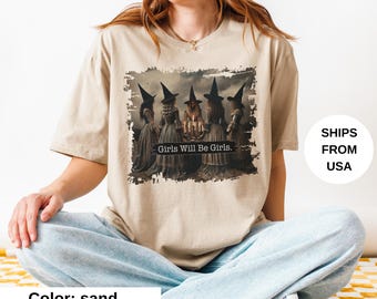 Vintage Girls Will Be Girls Witch Halloween Shirt, Funny Witch Vintage Shirt, Vintage Halloween Women Shirt, Witchy Vibes Shirt,Witchy Shirt