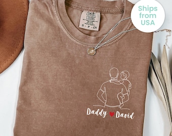 Comfort Colors Custom Dad Shirt Portrait From Photo, Father's Day Shirt, Custom Photo Shirt For Dad, Father's Day Gift 2025