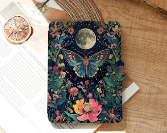 Capa Colorsoft com borboleta misteriosa e lua cheia para Kindle 11ª e 12ª geração, capa estilosa e totalmente nova para Kindle Paperwhite, capa com alça para hibernação/ativação automática