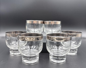 Set of 6 MCM Silver Rim Roly Poly Cocktail Glasses – Mid Century Barware