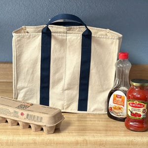 Canvas Grocery Bag With Dividers, Farmer’s Market, Heavy Duty Utility Tote image 2