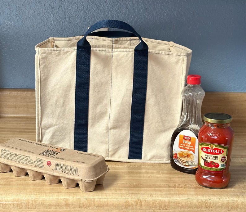 Canvas Grocery Bag With Dividers, Farmer’s Market, Heavy Duty Utility Tote image 2