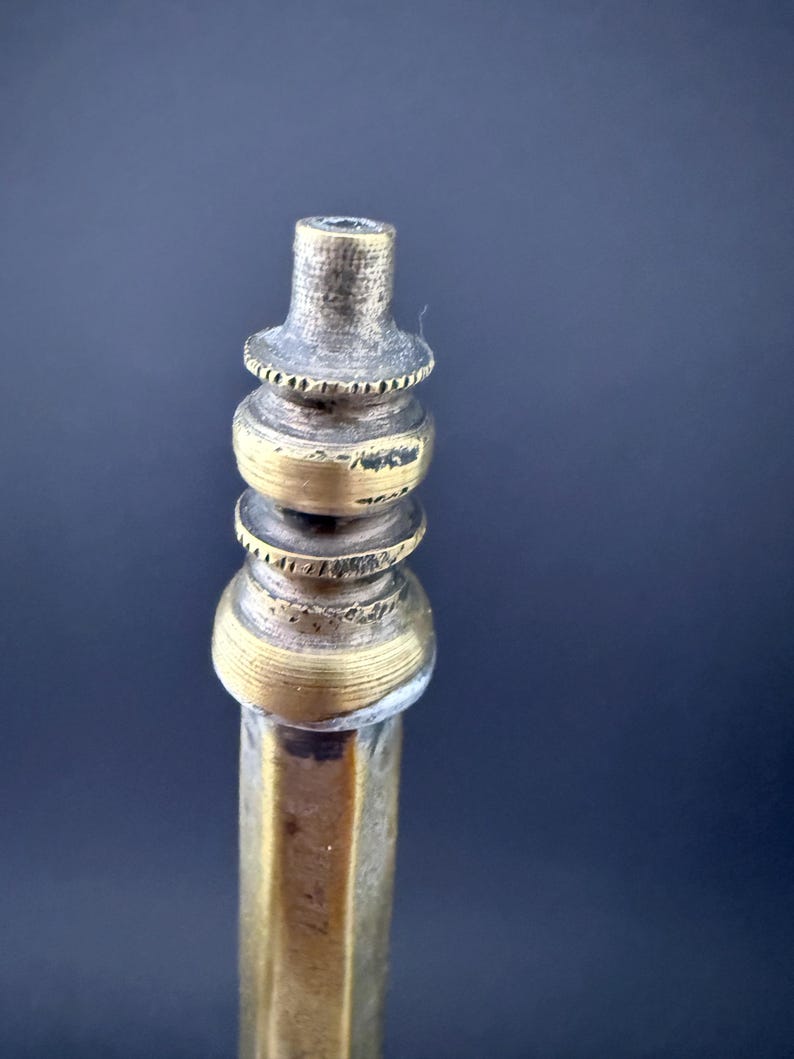Pair of 1950s French Perfume Bottles | Blue Glass & Brass | Mid-Century Vanity Decor image 9