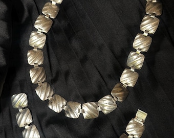 WMF Ikora Necklace Bracelet Set Silver Plated Bauhaus Modernist Vintage German Design