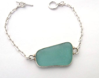 Aqua Sea Glass Bracelet | Sea Glass Bracelet | Beach Glass Bracelet | Wedding Jewelry