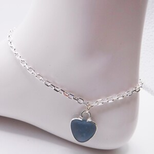 Sea Glass Anklet Cornflower Blue Sea Glass Dangle AnkletBeach Glass AnkletBeach Anklet image 1