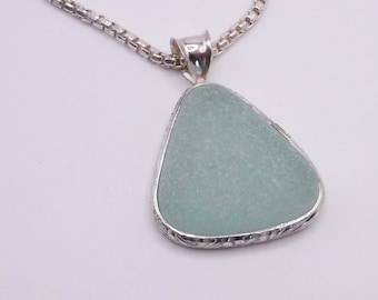 Soft Blue Sea Glass Necklace |Sea Glass Necklace | Soft Blue Beach Glass Necklace |Sea Glass Pendant | Wedding Jewelry
