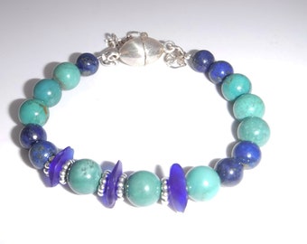 Sea Glass Bracelet | Turquoise and Lapis Sea Glass Bracelet | Woman's Gift | Mother's Day Gift
