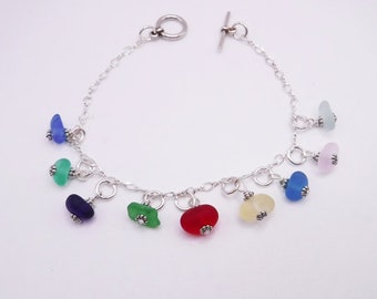 Sea Glass Bracelet| Multi Colored Sea Glass Bracelet Gift for her