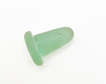 Light green bottle stopper, genuine, natural, super rare, real vintage sea glass.