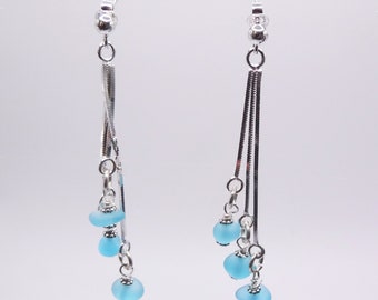 Sea Glass Earrings  | Turquoise Sea Glass Dangle Earrings| Gift for Woman | Beach Glass Earrings | Mother's Day Gift