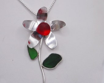 Sea Glass Flower | Sea Glass Necklace | Wedding Jewelry | Gift for Her