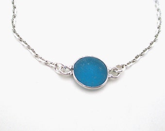 Sea Glass Anklet|Turquoise Bezeled Sea Glass Anklet|Beach Anklet|Wedding Jewelry