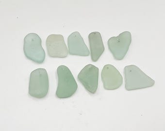 Sea Glass | Soft Green Sea Glass | Drilled Sea Glass| Jewelry Making