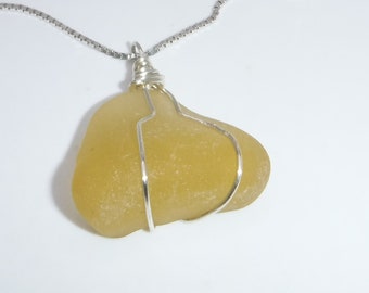 Sea Glass Necklace | Yellow Sea Glass Necklace | Gift for Her | Valentine's Day Gift