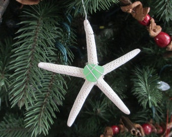 Starfish with Sea Glass Christmas Ornaments