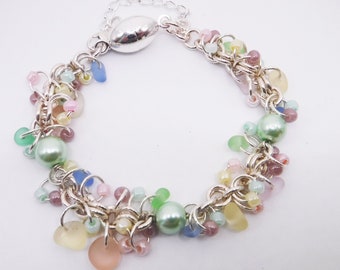 Sea Glass Bracelet | Rainbow Sea Glass Bracelet |Beach Glass Bracelet |Wedding Jewelry