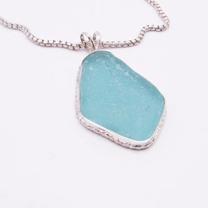 Aqua Sea Glass Necklace |Sea Glass Necklace |Aqua Beach Glass Necklace |Sea Glass Pendant