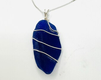 Cobalt Blue Sea Glass Necklace| Sea Glass Pendant |Blue Sea Glass Necklace