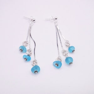 Sea Glass Earrings Turquoise Sea Glass Dangle Earrings Gift for Woman Beach Glass Earrings Mother's Day Gift image 2