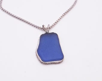 Sea Glass Necklace | Cornflower Blue Sea Glass Necklace |Gift for Her| Beach Glass Gift | Mother's Day Gift