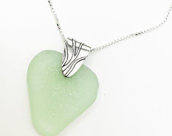 Sea Glass Necklace | Sea Foam Green Sea Glass Necklace | Wedding Jewelry | Ocean Jewelry | Gift for Her