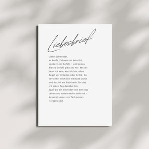 Carta de amor para hermana, regalo personalizado, mejor hermana del mundo, declaración de amor, cumpleaños, regalo de cumpleaños