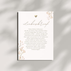 Carta de amor para hermana, regalo personalizado, mejor hermana del mundo, declaración de amor, cumpleaños, regalo de cumpleaños