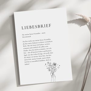 Liebesbrief für die beste Freundin, Personalisiertes Geschenk, Beste Freundin, Liebeserklärung, Geburtstag, Geburtstagsgeschenk, Dankeschön