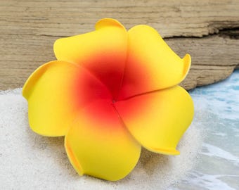 Hair Clip, 3 inch, Yellow and Orange, Floral Hair Clips, Hawaii Hair Clips, Foam Flowers