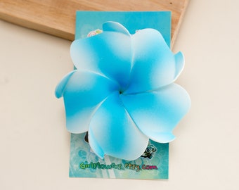 Plumeria Hair Clip,  Artificial  Foam Flower on a Metal Clip,  Bridal  Hair Accessory,  Something Blue