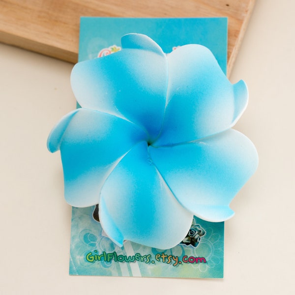 Plumeria Hair Clip,  Artificial  Foam Flower on a Metal Clip,  Bridal  Hair Accessory,  Something Blue