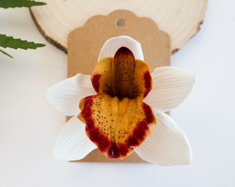 White Orchid Hair Clip, 3 Inch,  Tropical Beach Wedding Accessories