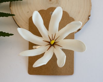 White Flower Hair Clip, 3 1/4 inch,   Beach Wedding