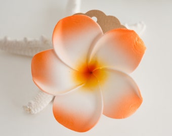 Orange  Flower  Hair Clip,   Hair Flowers, Rhinestone Hair Clips,   Bridal Hair Clips, 3 1/2  inch Diameter,