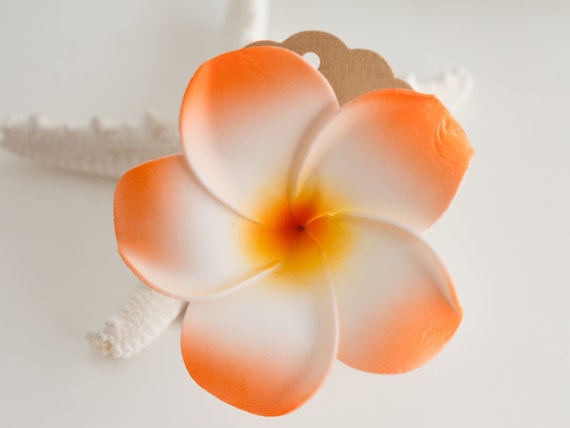 Orange Flower Hair Clip, Hair Flowers, Rhinestone Hair Clips