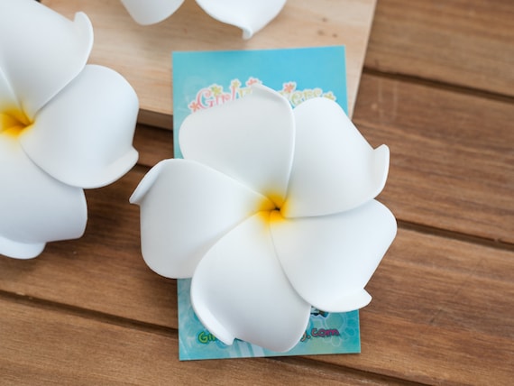 Yellow Plumeria Flower Hair Clip, 3 inch diameter, Beach Wedding,  Hair Flowers, Bridesmaid Gift, Foam Flower