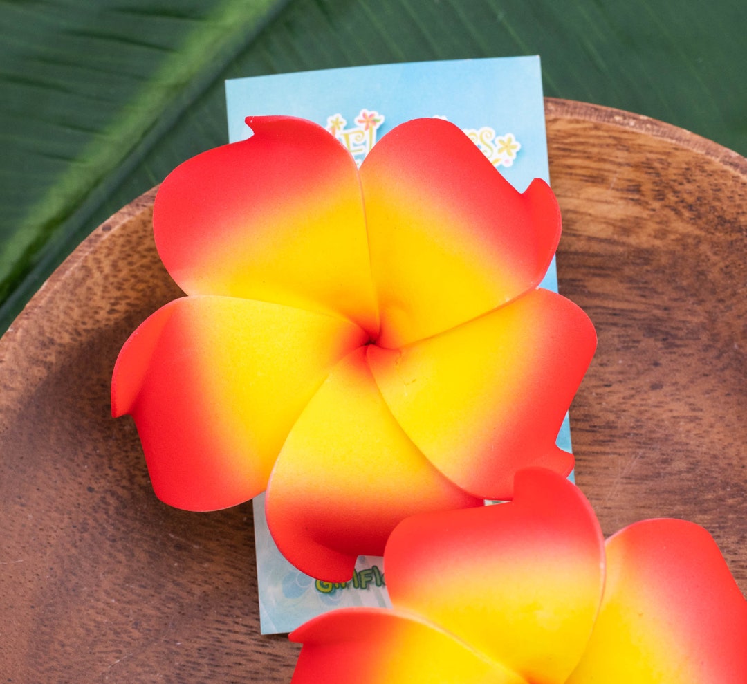 Red Plumeria Hair Clip 3 Inch Foam Flowers Beach Hair Clips Etsy