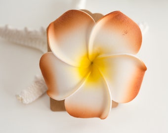 Brown Plumeria Hair Clip, Women's Hair Clips,     Beach Wedding Hair Accessory, 3 1/2  inch Diameter,