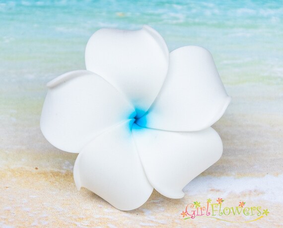 white hawaiian flower hair clip