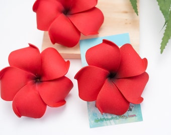 Red Plumeria Hair Clip, Made from foam with  Metal Clip - Valentines Day gift