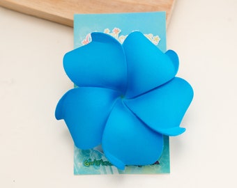 Blue Floral Hair Clip, Foam Flower on Metal Clip, 3 inch Diameter, Beach Accessory