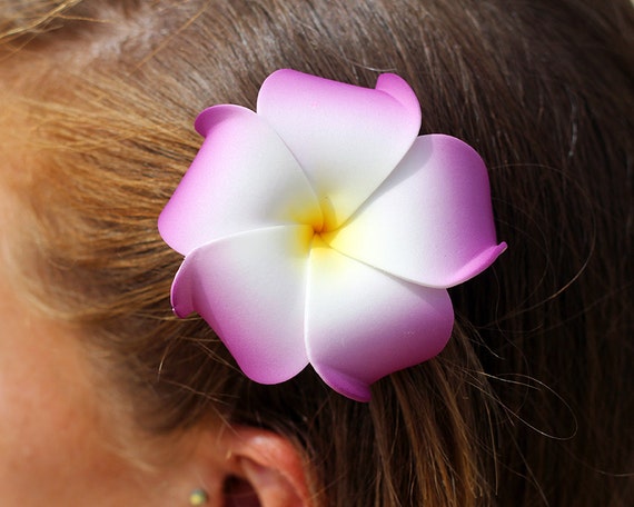 Flower Hair Clip Purple Plumeria Hawaiian Flowers Beach | Etsy