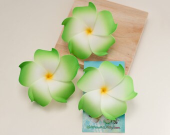 Green Flower Hair Clip,  Foam Flowers, Beach Lua  Hair Accessories