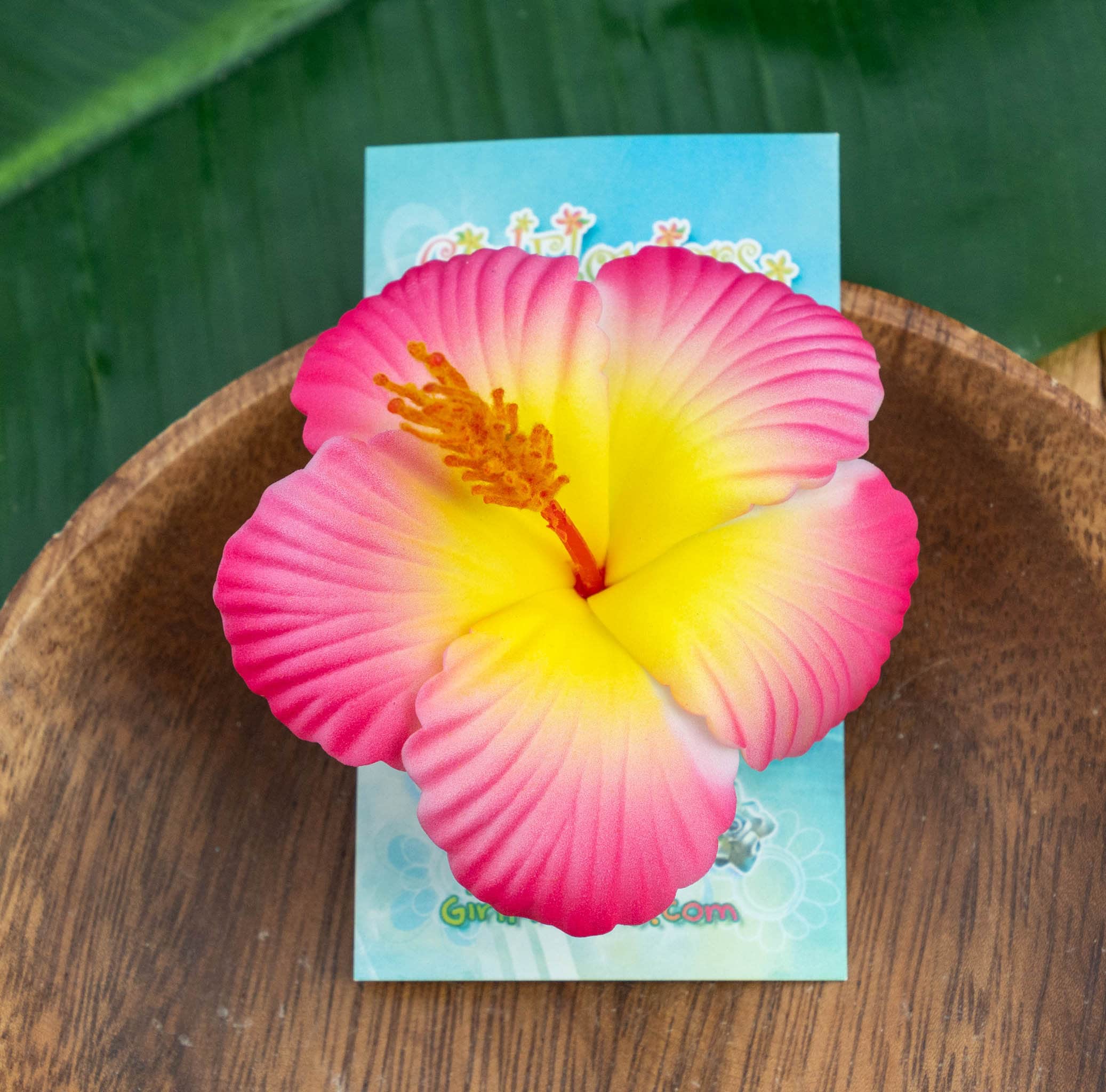 Hawaiian Foam Hibiscus Flower Hair CLIP Tropical Pink Wedding Bridal Prom Luau 