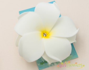 White  Double layer  Plumeria Hair Clip, 3 inch,  Hair Flower, Hair Accessory